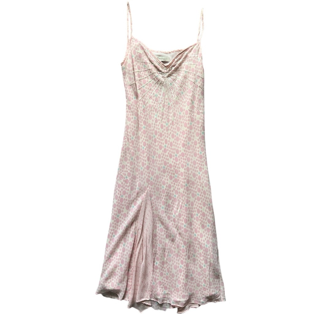 Rocha John Rocha NWT Vtg Y2K Long Slip Dress Silk Spot Pattern Sequin Party 16